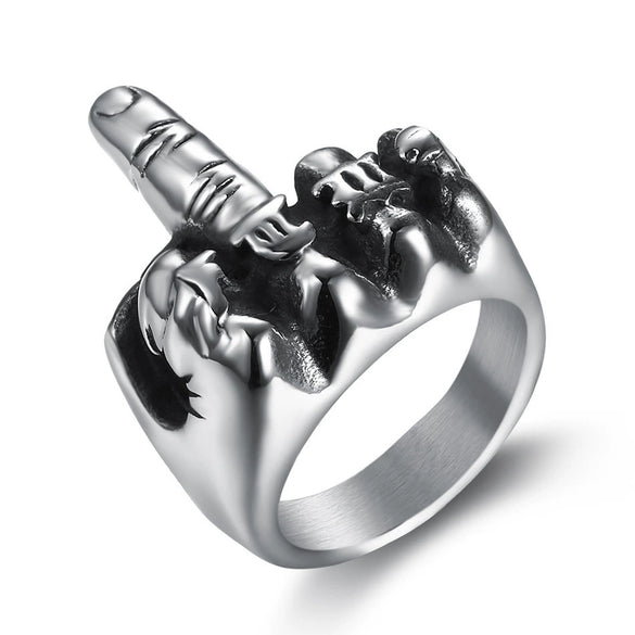 Vintage Unisex Finger Ring Stainless Steel Letter Pattern With Oil Applied