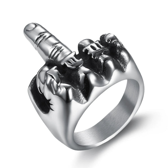Vintage Unisex Finger Ring Stainless Steel Letter Pattern With Oil Applied