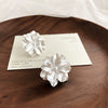 Vintage White Flower Stud Earrings For Women Handmade Resin Plastic Floral Earrings With Silver Needle Elegant Fairy Style