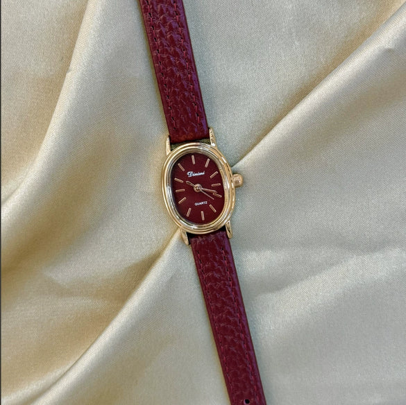 Vintage Women's Alloy And Belt Watch With Square Dial