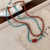 Vintage Women's Mixed Materials Crystal Beaded Necklace With Geometric Pattern And Polish Design