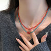 Vintage Women's Mixed Materials Crystal Beaded Necklace With Geometric Pattern And Polish Design
