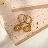 Vintage Women's Stainless Steel Earrings With Sun Pendant And Geometric Style Electroplated