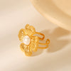 Vintage Women's Stainless Steel Flower Geometric Electroplated Ring Bracelet