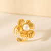 Vintage Women's Stainless Steel Flower Geometric Electroplated Ring Bracelet