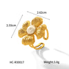Vintage Women's Stainless Steel Flower Geometric Electroplated Ring Bracelet