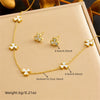 Vintage Women's Stainless Steel Jewelry Set With Shellfish And Threepetal Flower Design Electroplated Accessories Chain Necklace Earrings Bracelet
