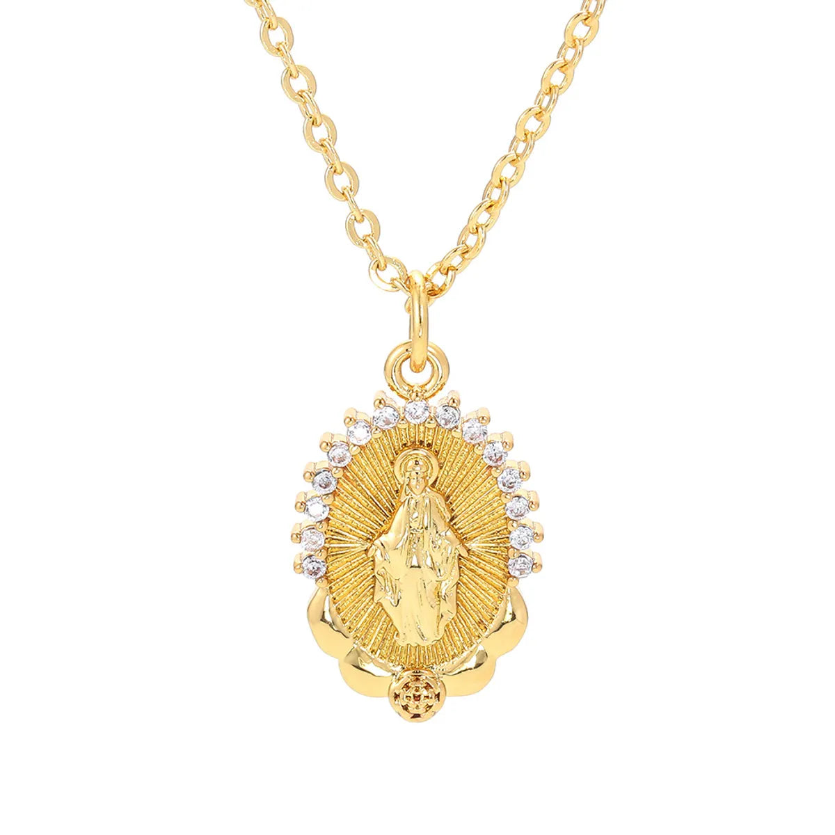 Cross-border European And American Virgin Mary Pendant Necklace Diamond Virgin Mary Sweater Chain Men And Women Accessories In Stock Wholesale