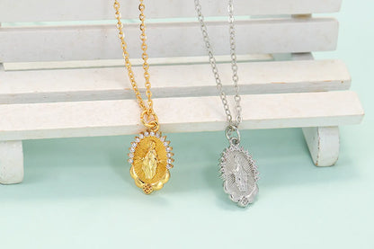 Cross-border European And American Virgin Mary Pendant Necklace Diamond Virgin Mary Sweater Chain Men And Women Accessories In Stock Wholesale