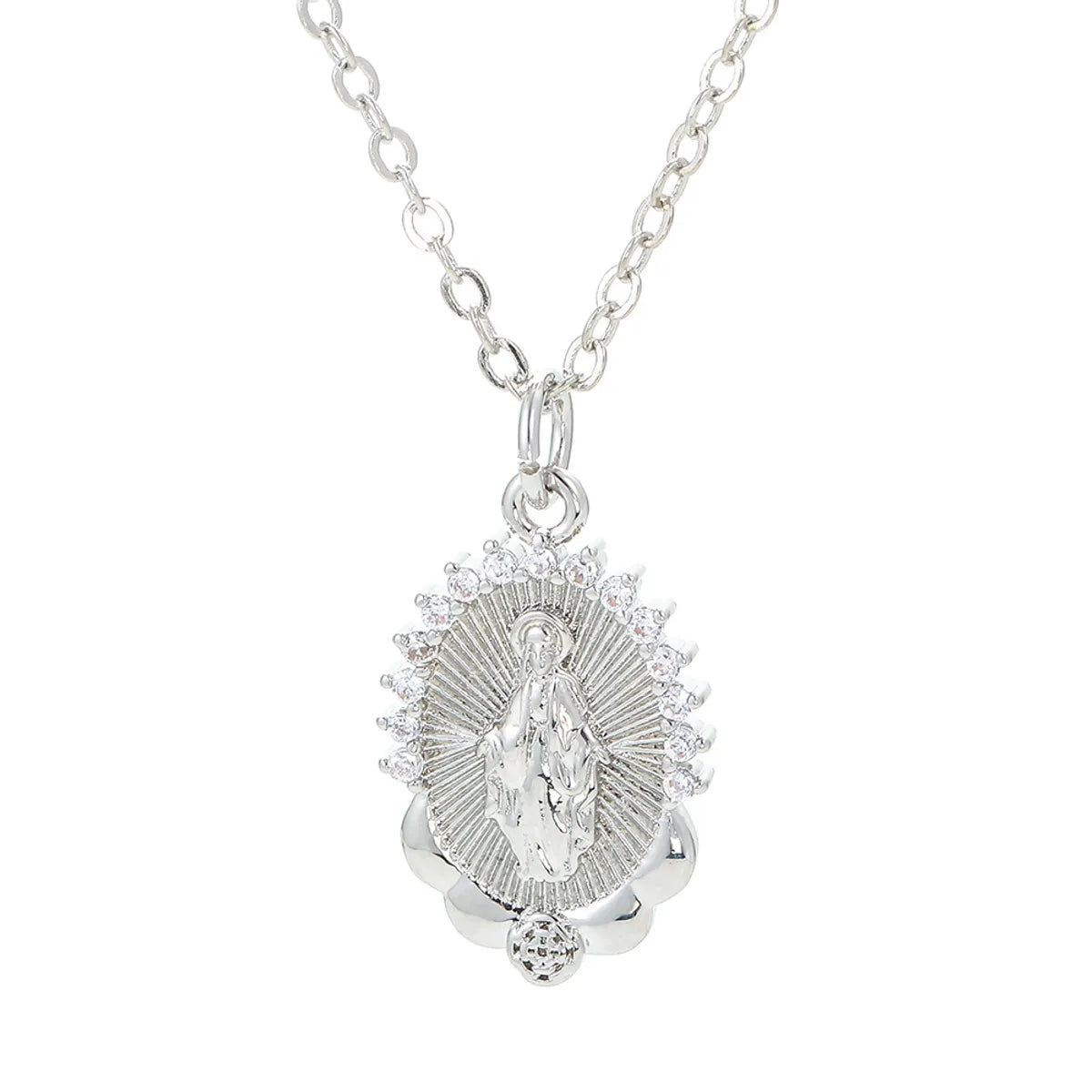 Cross-border European And American Virgin Mary Pendant Necklace Diamond Virgin Mary Sweater Chain Men And Women Accessories In Stock Wholesale