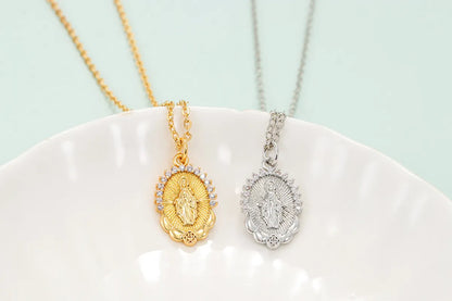 Cross-border European And American Virgin Mary Pendant Necklace Diamond Virgin Mary Sweater Chain Men And Women Accessories In Stock Wholesale