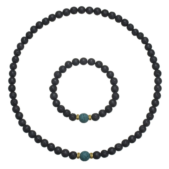 Volcanic Stone Alloy O Word Chain Geometric Style Manual Women's Jewelry Set