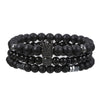 Volcanic Stone Geometric Style Handmade Elastic Cross Bracelet Unisex