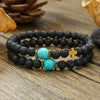 Volcanic Stone Geometric Style Handmade Elastic Cross Bracelet Unisex