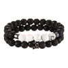 Volcanic Stone Geometric Style Handmade Elastic Cross Bracelet Unisex