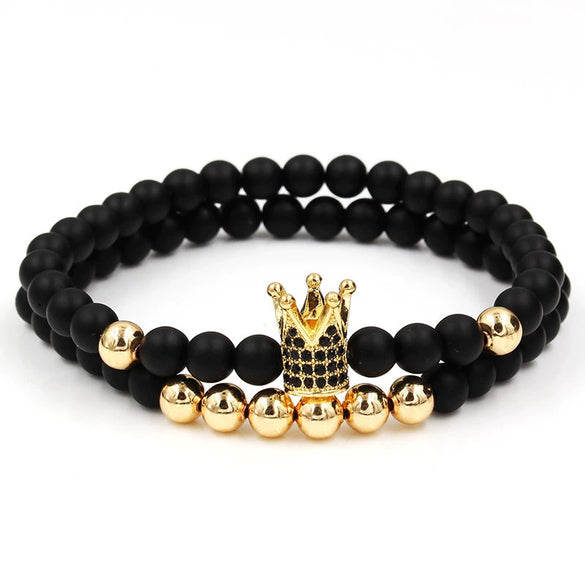 Volcanic Stone Geometric Style Handmade Elastic Cross Bracelet Unisex