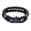 Volcanic Stone Geometric Style Handmade Elastic Cross Bracelet Unisex