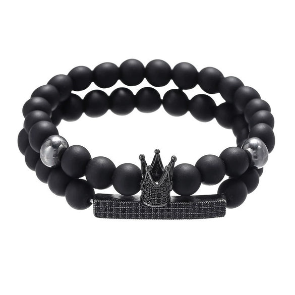 Volcanic Stone Geometric Style Handmade Elastic Cross Bracelet Unisex