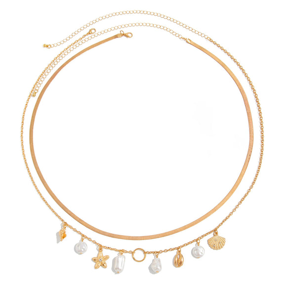 Waist Chain Body Chain Metal Imitation Pearl Starfish Scallop Shell Conch Fashion Snake Bone Chain For Female