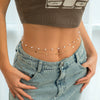 Waist Chain Metal Geometric Sequin Imitation Pearl Double Circle Lobster Clasp