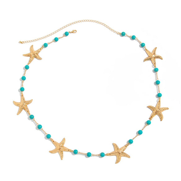 Waist Chain Metal Starfish Imitation Turquoise Casual Style For Female