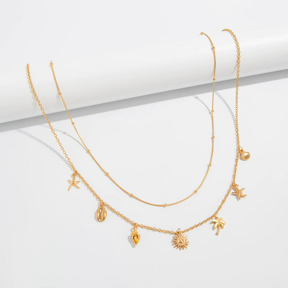 Waist Chain Metal Starfish Shell Coconut Tree Conch Pendant For Female