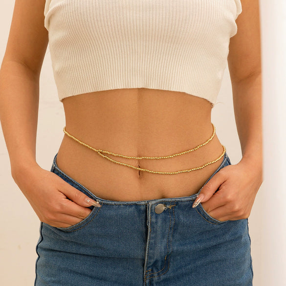 Waist Chain Plastic Resin Doublelayer Round Beaded Women's Sexy Allmatch