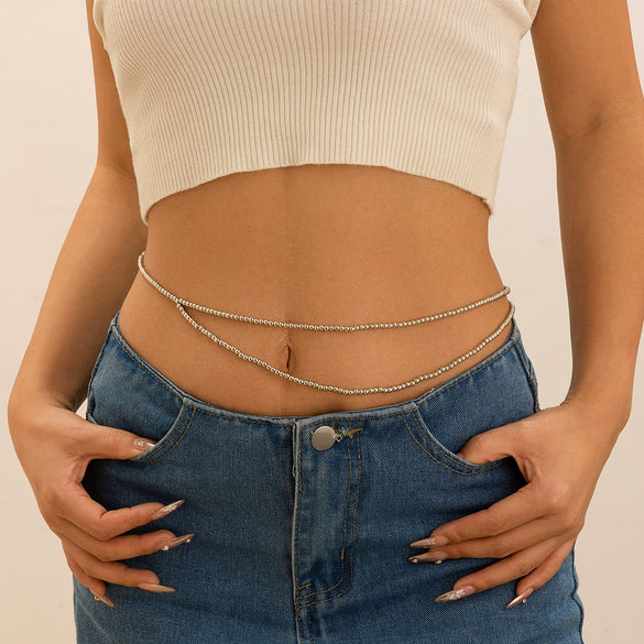 Waist Chain Plastic Resin Doublelayer Round Beaded Women's Sexy Allmatch
