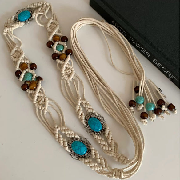 Waist Chain Plastic Resin Geometric Oval Handmade Woven For Women