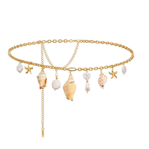 Waist Chain Stainless Steel Alloy Pearl Ushaped Electroplating Women's Highend Niche Design Accessories
