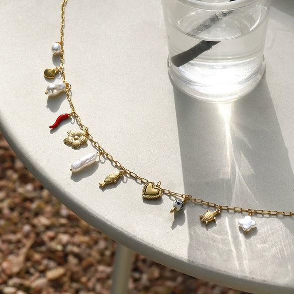 Waist Chain Stainless Steel Pearl Chili Heart Women's Highend Nonfading Jewelry