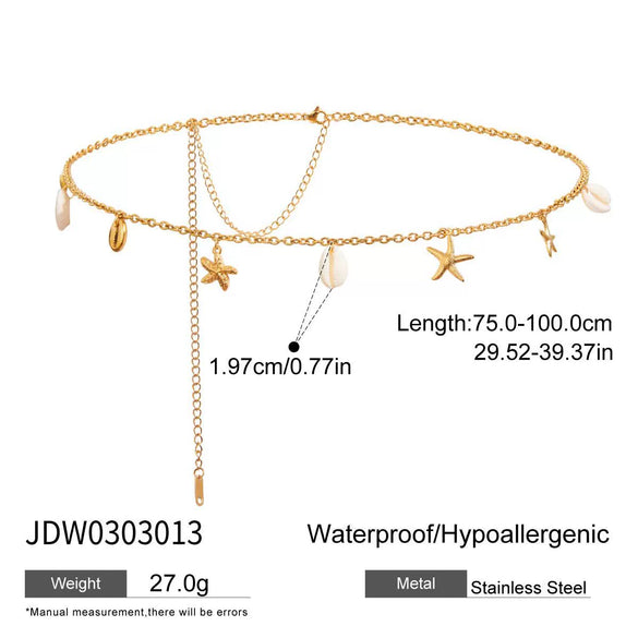 Waist Chain Stainless Steel Pearl Titanium Steel 18K Gold Ceramic Conch Sea Star