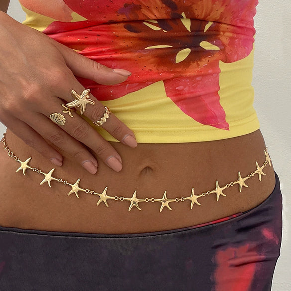 Waist Chain Starfish Pendant Alloy Shell Metal Body Chain Sexy Style