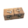 Walnut Wooden Double Lid Ring Gift Box With Horn Lock Jewelry Storage Box For Diamond Ring Display