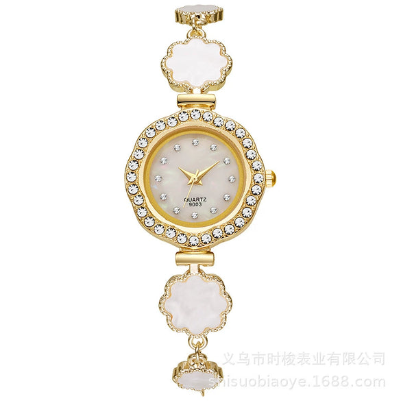 Watch Alloy And Iron Material Round Dial Sunflower Decoration Lazy Pull Bracelet For Female Students