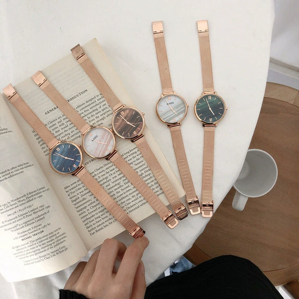 Watch Alloy Band Round Dial Female Student Simple Retro Artistic Leisure Style