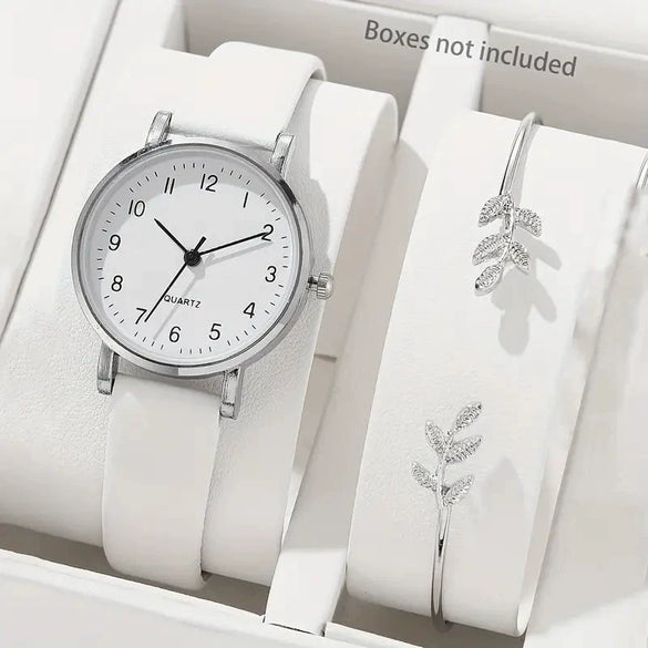 Watch Alloy Case Frosted Leather Strap Rose Gold Pin Buckle Round Dial Quartz