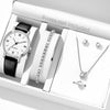 Watch Alloy Case Frosted Leather Strap Rose Gold Pin Buckle Round Dial Quartz