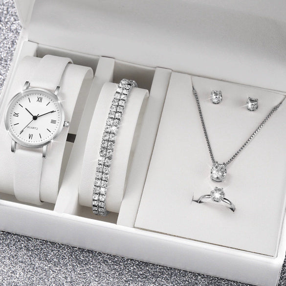Watch Alloy Case Frosted Leather Strap Rose Gold Pin Buckle Round Dial Quartz