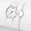 Watch Alloy Case Frosted Leather Strap Rose Gold Pin Buckle Round Dial Quartz