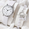 Watch Alloy Case Frosted Leather Strap Rose Gold Pin Buckle Round Dial Quartz