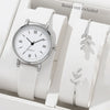 Watch Alloy Case Frosted Leather Strap Rose Gold Pin Buckle Round Dial Quartz