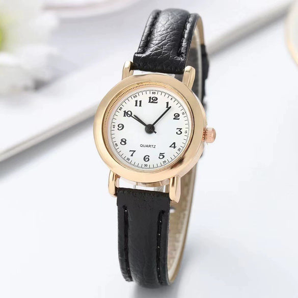 Watch Alloy Case Imitation Leather Strap Round Dial Leisure Style For Students