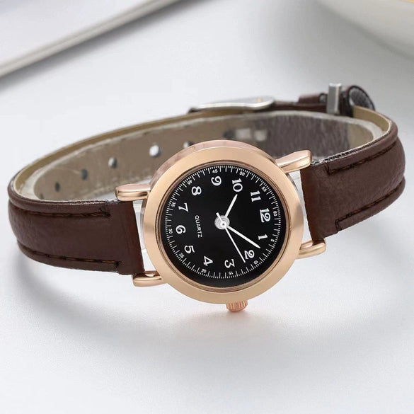 Watch Alloy Case Imitation Leather Strap Round Dial Leisure Style For Students