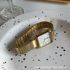 Watch Alloy Case Ordinary Glass Mirror Golden Bamboo Square Green Dial Retro Simple Elegant Women's Leisure Design