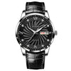 Watch Alloy Genuine Leather Mineral Strengthened Glass Mirror Business Style Round Dial Male