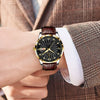 Watch Alloy Genuine Leather Mineral Strengthened Glass Mirror Business Style Round Dial Male