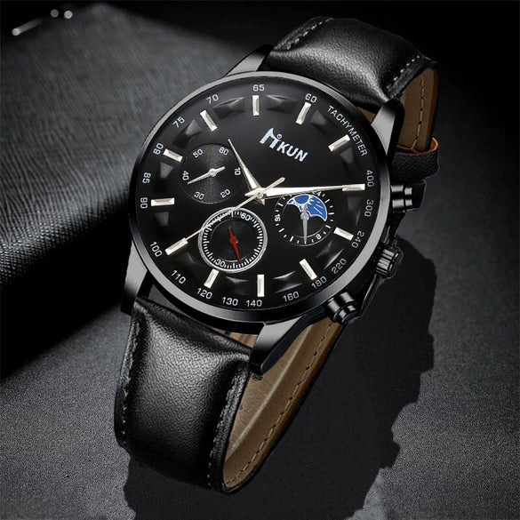 Watch Alloy Imitation Leather Round Fashion Men's