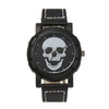 Watch Alloy Imitation Leather Stainless Steel Hip Hop Style Skull Decoration Round Dial