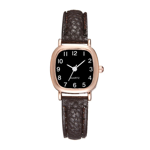 Watch Alloy Imitation Leather Strap Square Dial Leisure Style